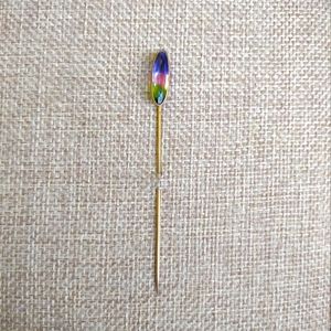 Art deco gilt iris glass stick pin